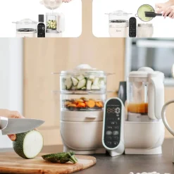 Baby Food Prep + Storage-BabyMoov Duo Meal Station Mineral Off White