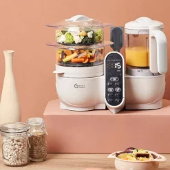 Baby Food Prep + Storage-BabyMoov Duo Meal Station Mineral Off White