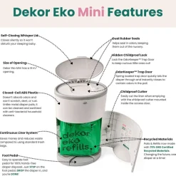 Diaper Pails-Dekor Eko Mini Diaper Pail White