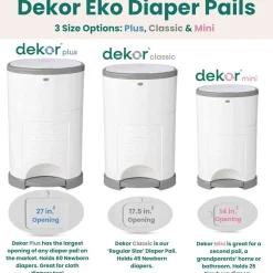 Diaper Pails-Dekor Eko Plus Diaper Pail (Kolor) Grey