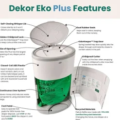 Diaper Pails-Dekor Eko Plus Diaper Pail (White)