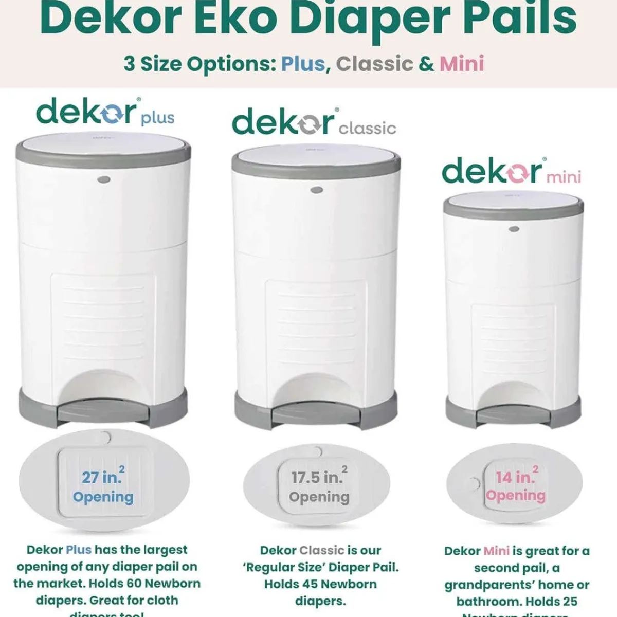 Inserts + Refills|Diaper Pails-Dekor Eko Plus Gift Set White