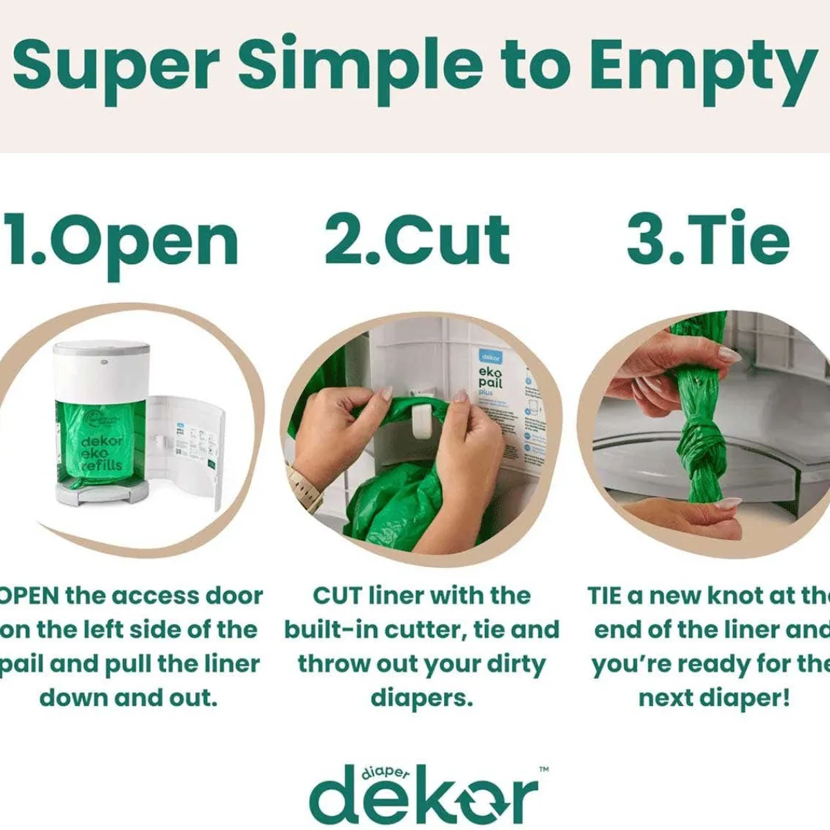 Inserts + Refills|Diaper Pails-Dekor Eko Plus Gift Set White