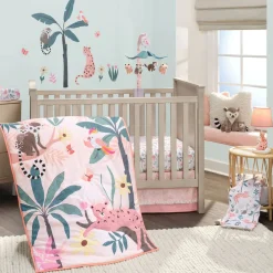 Crib Bedding Sets-Lambs & Ivy Enchanted Safari 3 Piece Crib Set