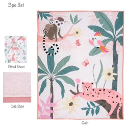 Crib Bedding Sets-Lambs & Ivy Enchanted Safari 3 Piece Crib Set