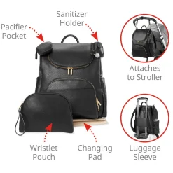 Diaper Bags-Skip Hop Evermore 6-in-1 Diaper Backpack Black