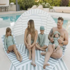 Kids Sofas + Armchairs|Travel Gear-Current Tyed Fold Out Lounger Chair Sage Stripes