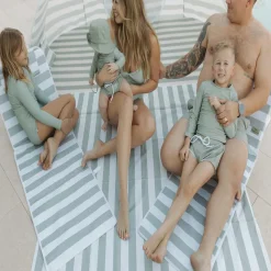 Kids Sofas + Armchairs|Travel Gear-Current Tyed Fold Out Lounger Chair Sage Stripes