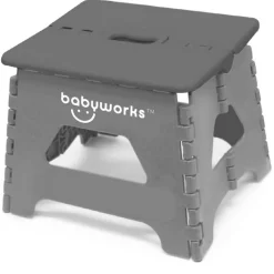Potties|Step Stools-Baby Works Folding Step Stool Grey