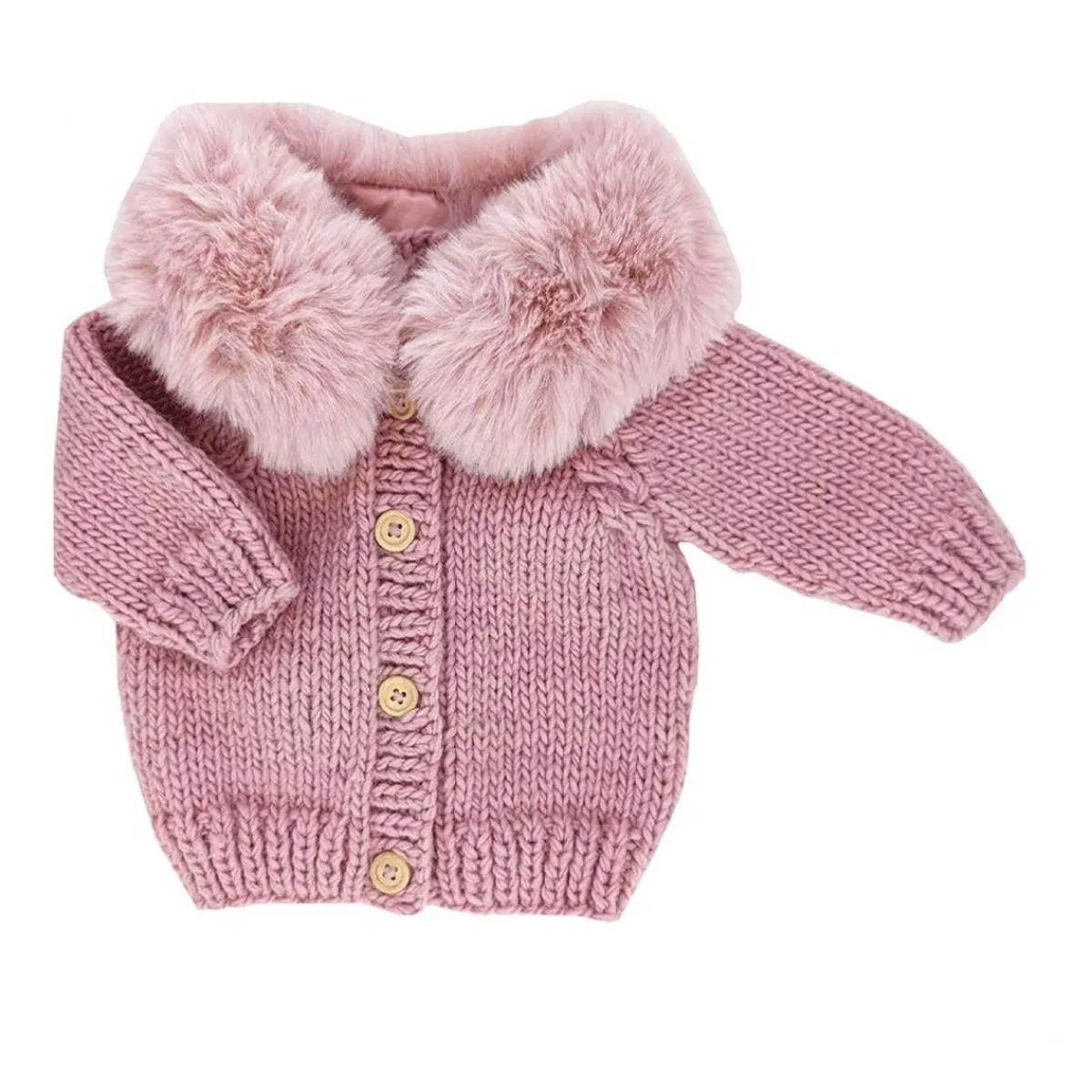 Sweaters + Jackets-Huggalugs Fur Collar Cardigan