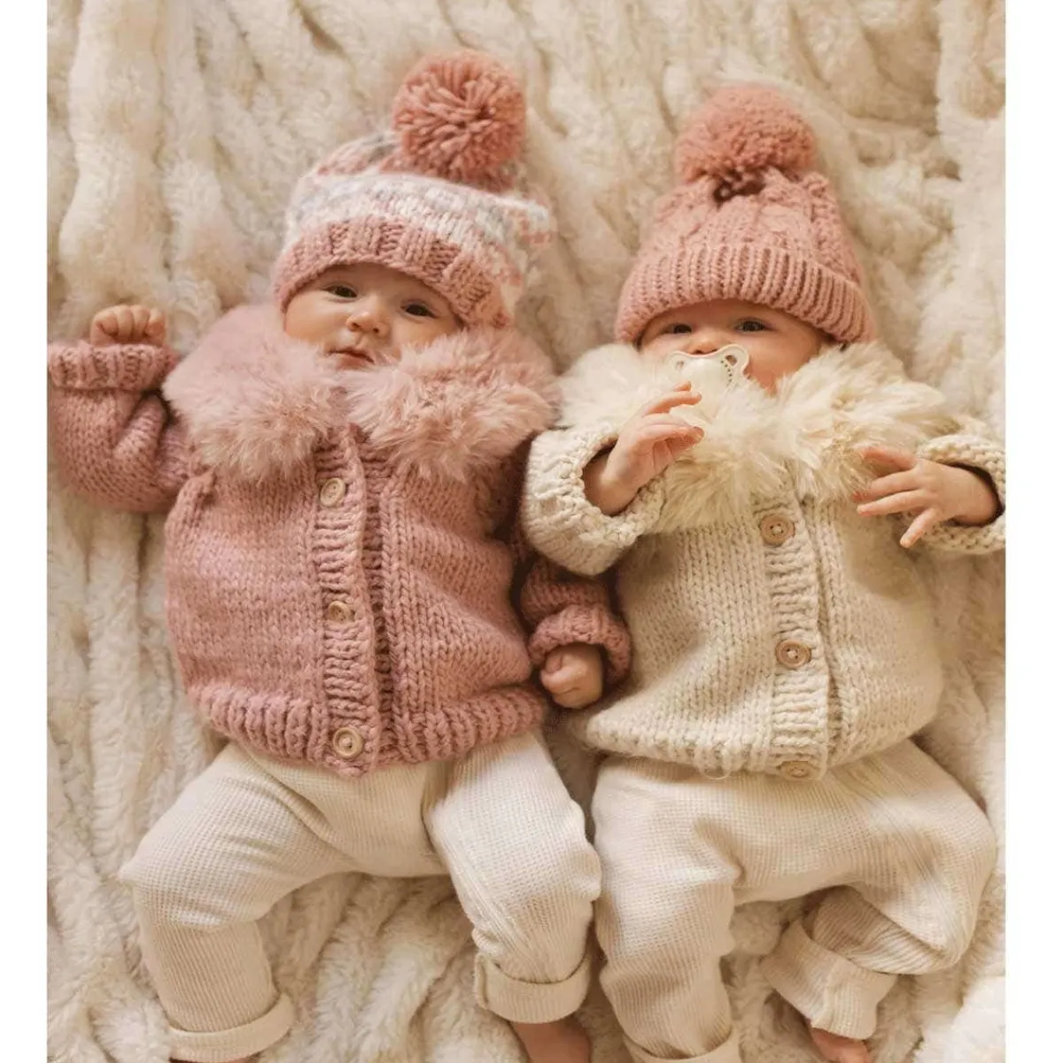 Sweaters + Jackets-Huggalugs Fur Collar Cardigan