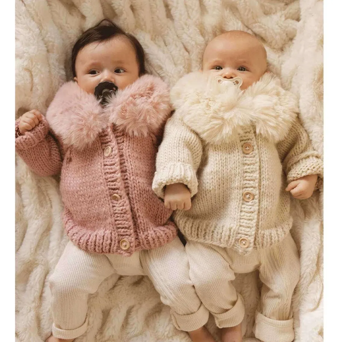 Sweaters + Jackets-Huggalugs Fur Collar Cardigan