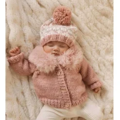Sweaters + Jackets-Huggalugs Fur Collar Cardigan