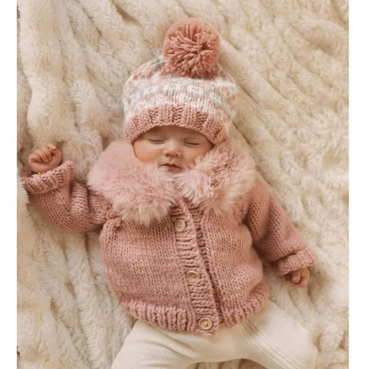 Sweaters + Jackets-Huggalugs Fur Collar Cardigan