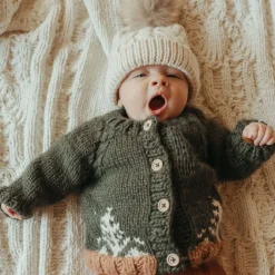 Winter Coats|Sweaters + Jackets-Huggalugs Garter Stitch Forest Cardigan