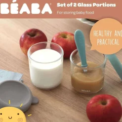 Baby Food Prep + Storage-Beaba Glass Food Jars (8 oz, 4 Pack) Sunrise