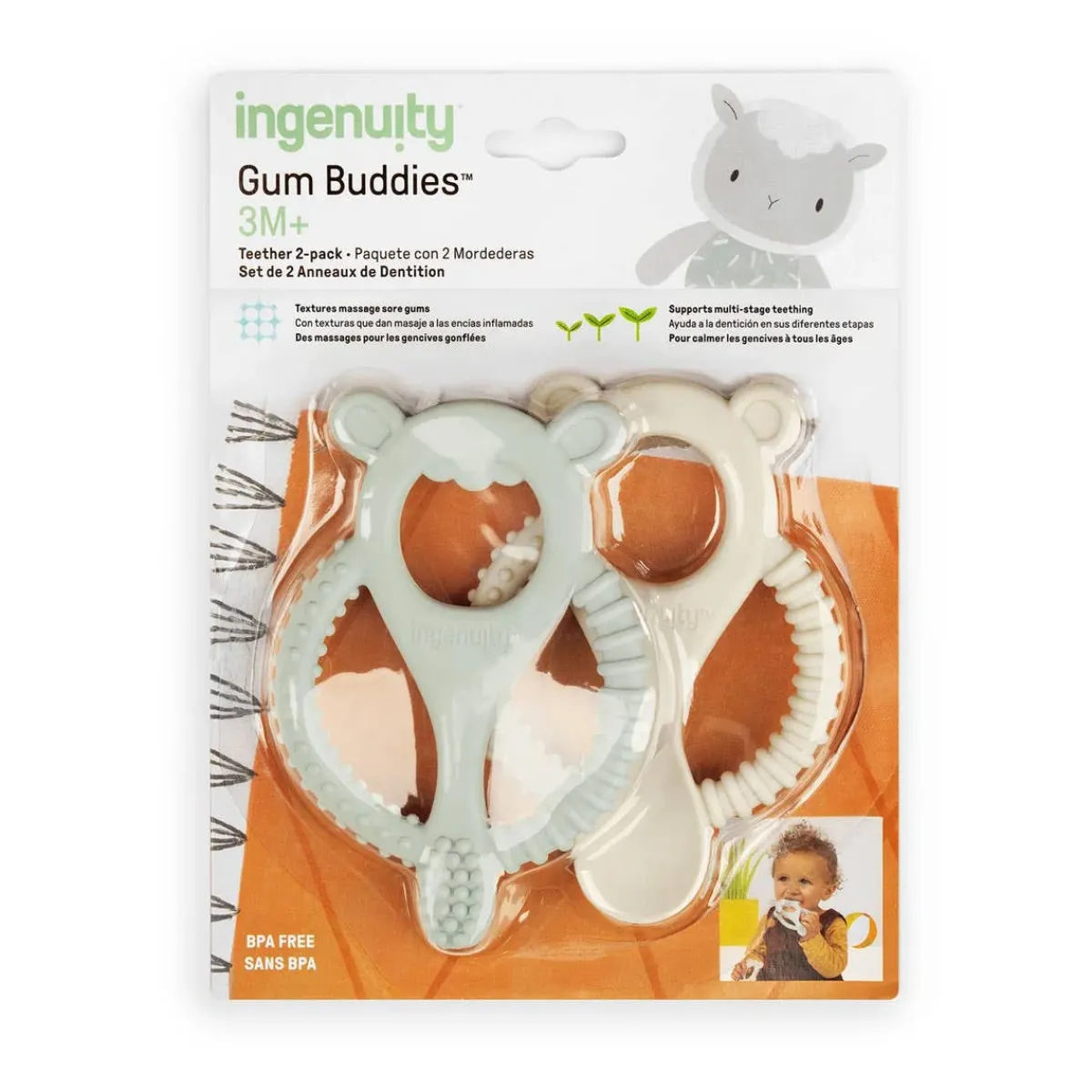 Teethers|Pacifiers + Clips-Ingenuity Gum Buddies Teether (2 Pack)