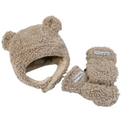 Mitts + Gloves|Winter Hats-7AM Enfant Hat & Mittens Set (Teddy) Oatmeal