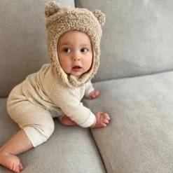 Mitts + Gloves|Winter Hats-7AM Enfant Hat & Mittens Set (Teddy) Oatmeal