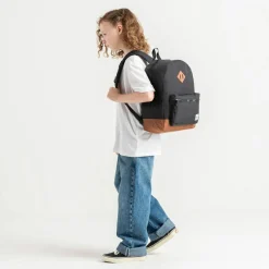 Backpacks-Herschel Heritage Youth Backpack Black/Saddle Brown