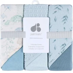 Towels + Cloths-Just Born Hooded Towel (3 Pack)