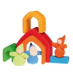 Wooden Toys|Blocks + Shape Sorters-Grimm's House - Multi-Coloured (5 Piece)