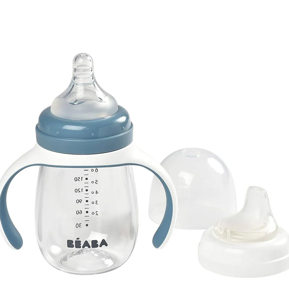 Kids Drinkware|Sippy Cups + Straw Cups-Beaba 2-in-1 Bottle to Sippy Learning Cup