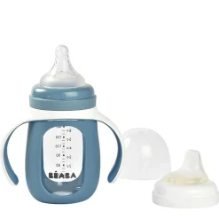 Kids Drinkware|Sippy Cups + Straw Cups-Beaba 2-in-1 Glass Training Cup
