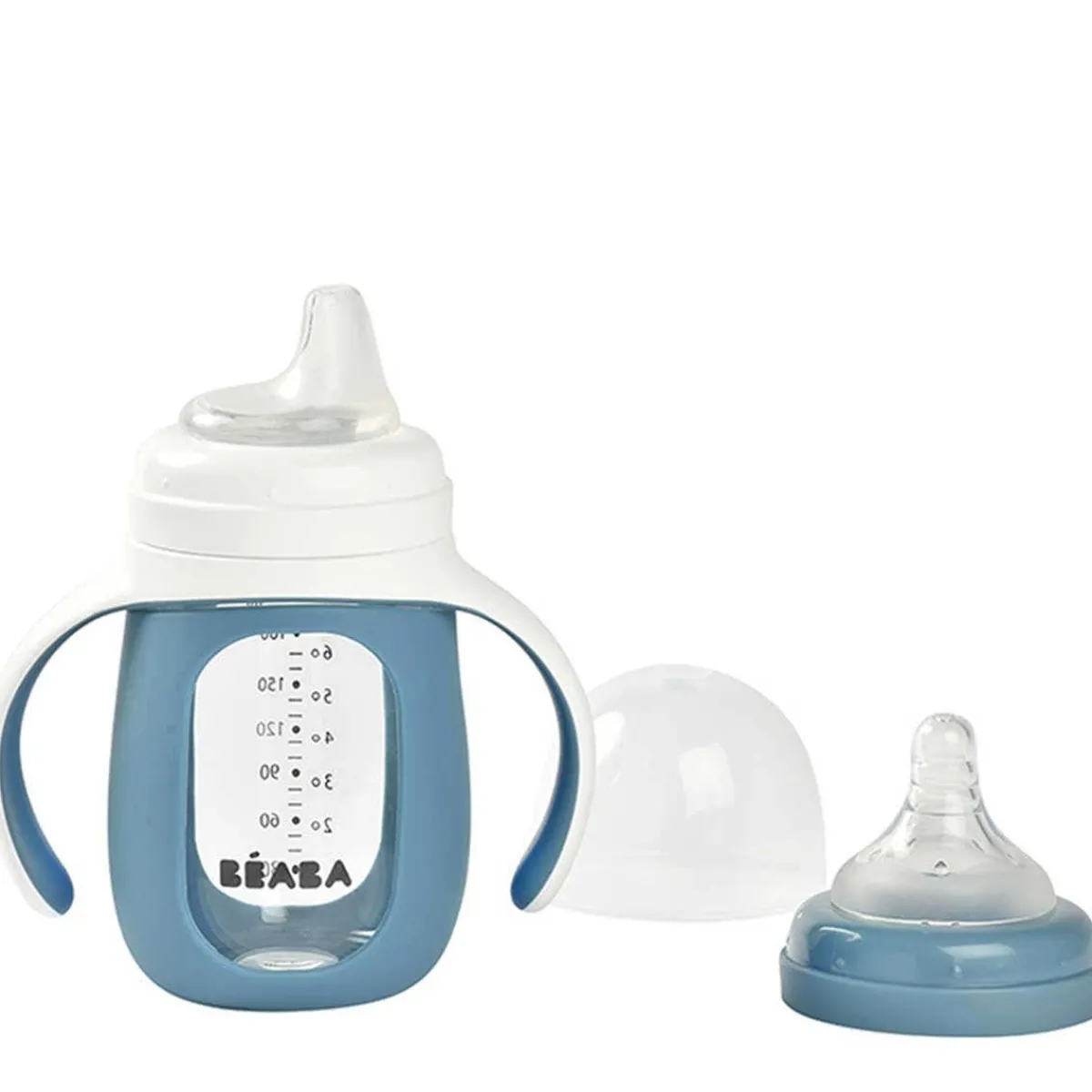 Kids Drinkware|Sippy Cups + Straw Cups-Beaba 2-in-1 Glass Training Cup