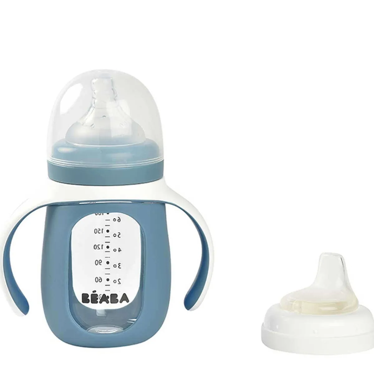 Kids Drinkware|Sippy Cups + Straw Cups-Beaba 2-in-1 Glass Training Cup
