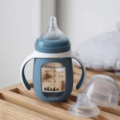 Kids Drinkware|Sippy Cups + Straw Cups-Beaba 2-in-1 Glass Training Cup