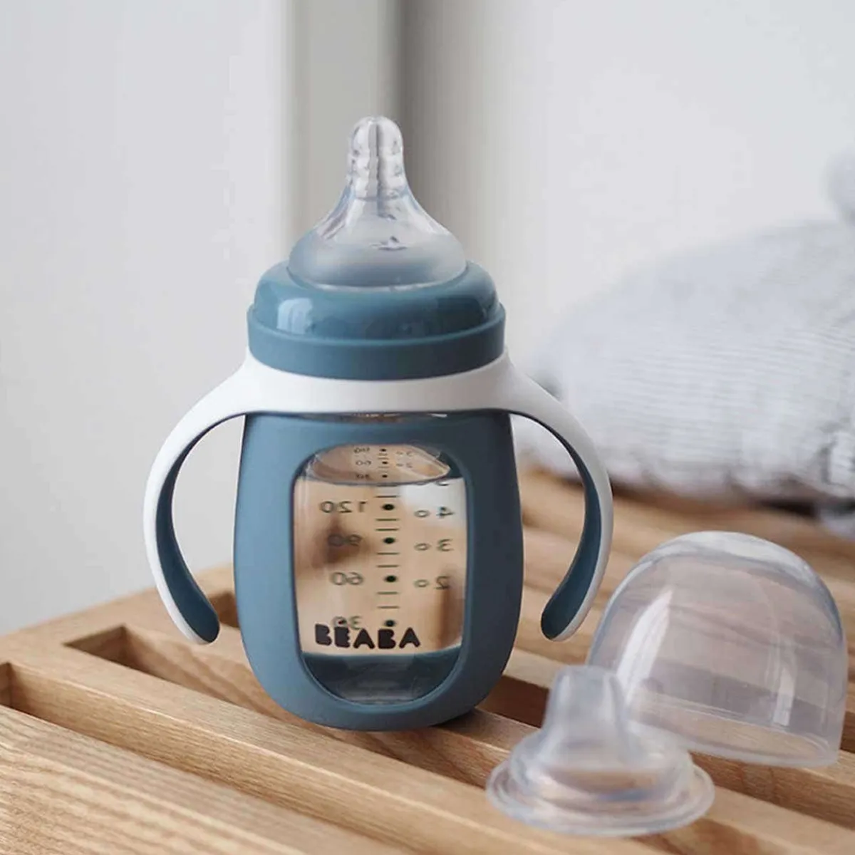 Kids Drinkware|Sippy Cups + Straw Cups-Beaba 2-in-1 Glass Training Cup
