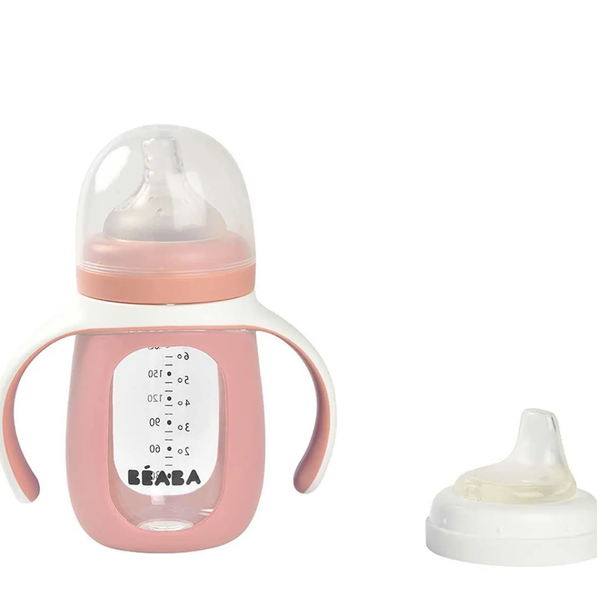 Kids Drinkware|Sippy Cups + Straw Cups-Beaba 2-in-1 Glass Training Cup