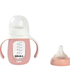 Kids Drinkware|Sippy Cups + Straw Cups-Beaba 2-in-1 Glass Training Cup