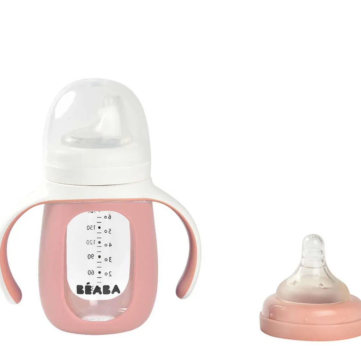 Kids Drinkware|Sippy Cups + Straw Cups-Beaba 2-in-1 Glass Training Cup