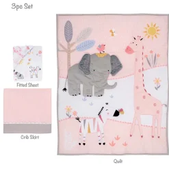 Crib Bedding Sets-Lambs & Ivy Jazzy Jungle 3 Piece Crib Set