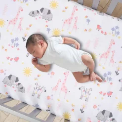 Crib Fitted Sheets-Lambs & Ivy Jazzy Jungle Crib Sheet