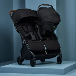 Double Strollers-Silver Cross Jet Double Stroller Black