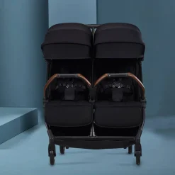 Double Strollers-Silver Cross Jet Double Stroller Black