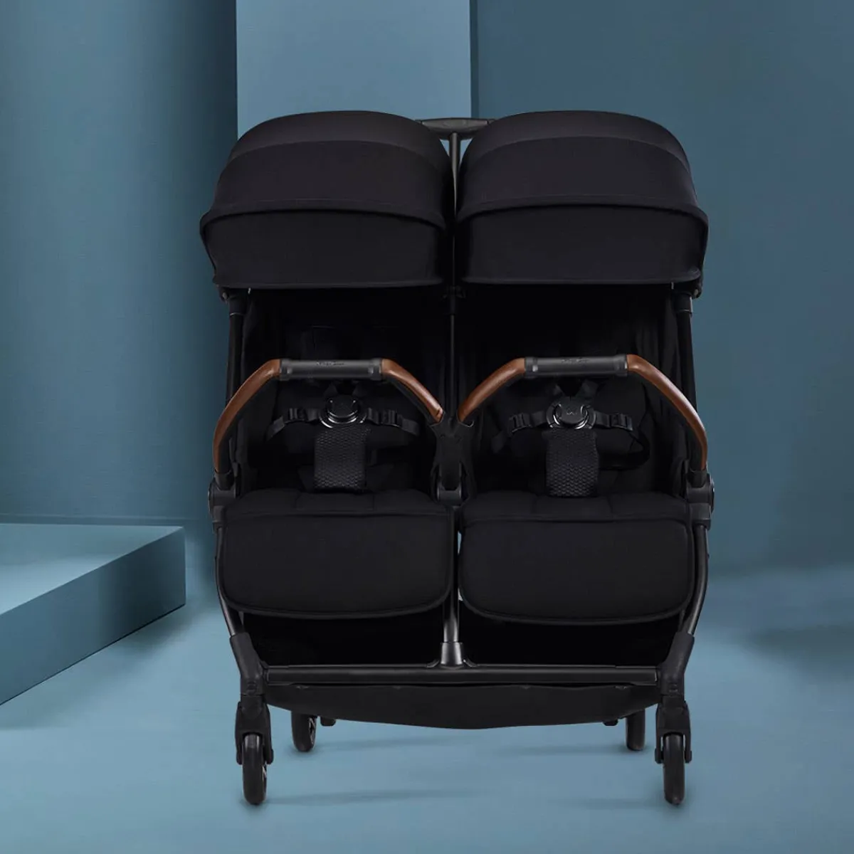 Double Strollers-Silver Cross Jet Double Stroller Black