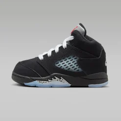Laces|Baby Sneakers-Nike Jordan 5 Retro OG (TD) Black/White-Metallic Silver-Fire Red