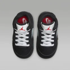 Laces|Baby Sneakers-Nike Jordan 5 Retro OG (TD) Black/White-Metallic Silver-Fire Red