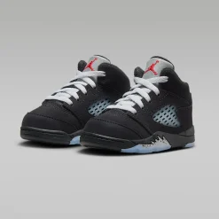 Laces|Baby Sneakers-Nike Jordan 5 Retro OG (TD) Black/White-Metallic Silver-Fire Red