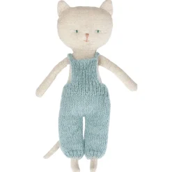 Knit Animals-Maileg Kitten in Overalls