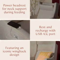 Motorized Gliders|Gliders-Babyletto Kiwi Plus Power Glider Recliner with Power Headrest (Eco-Performance)