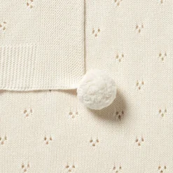 Blankets-Wilson + Frenchy Knitted Pointelle Blanket Ecru
