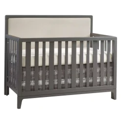 Convertible Cribs-Natart Kyoto 5-in-1 Convertible Crib with Tufted Panel