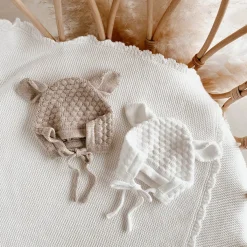 Winter Hats|Infant Hats-Blossom & Pear Lamb Knit Bonnet