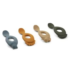 Kids Utensils|Toddler Training Utensils-Liewood Liva Silicone Spoon (4 Pack)