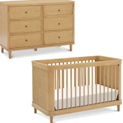 Dressers|Nursery Collections-Namesake Marin with Cane 3-in-1 Crib + Marin with Cane 6 Drawer Dresser
